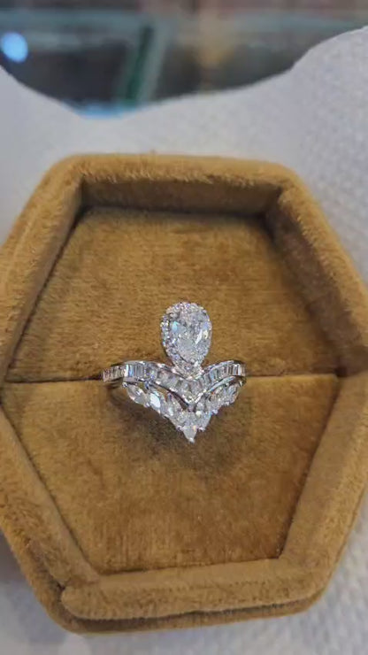 2.00CT Pear  Cut Lab Grown Diamond  Engagement Ring, Bridal Ring Set
