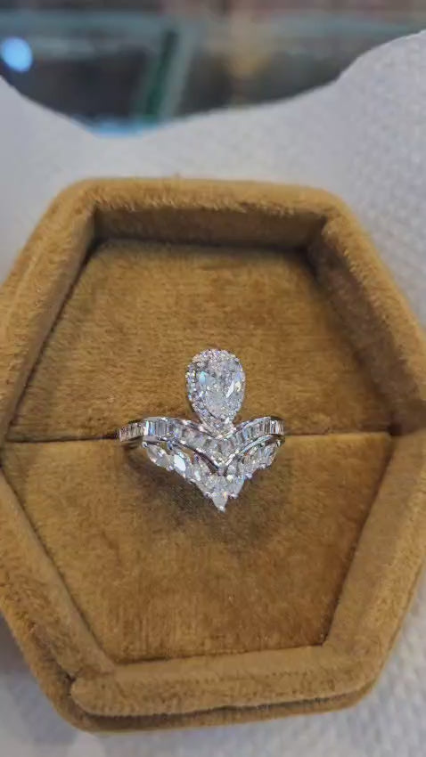 2.00CT Pear  Cut Lab Grown Diamond  Engagement Ring, Bridal Ring Set
