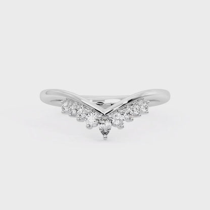1/5Ct Pear & Round Cut Lab Grown Diamond Stacking Curved wedding band