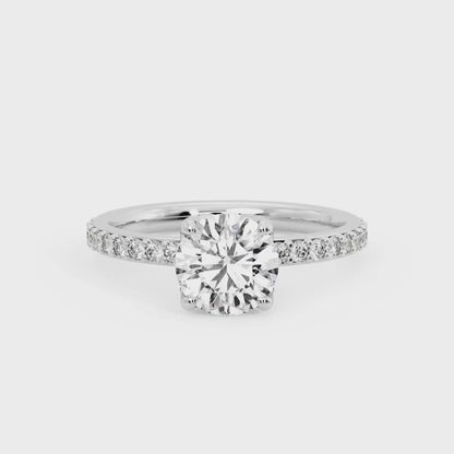 1.50CT Round Cut Lab Grown Diamond Solitaire With Accent Engagement Ring