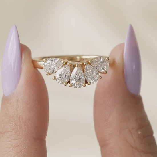 pear shaped lab grown diamond wedding band