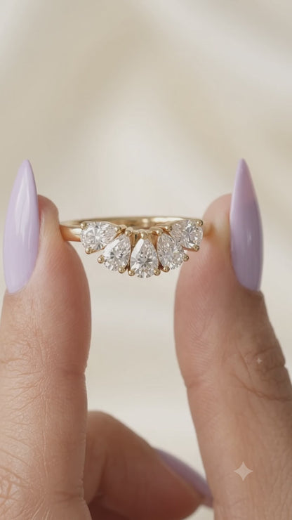 pear shaped lab grown diamond wedding band