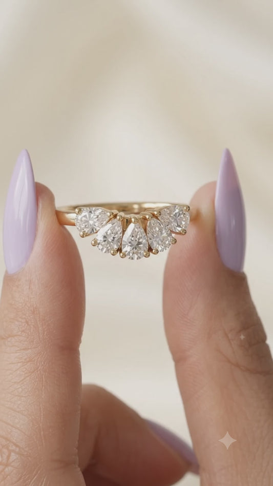 pear shaped lab grown diamond wedding band