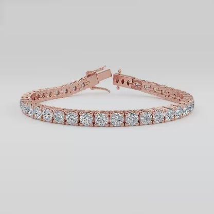 17.00 Carat Round Cut Lab Grown Diamond Tennis Bracelet, 14K Gold, Modern Jewelry Piece