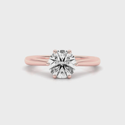 2.00ct Round Cut Lab Grown Diamond Solitaire 6 Prong Engagement Ring 14k Rose Gold