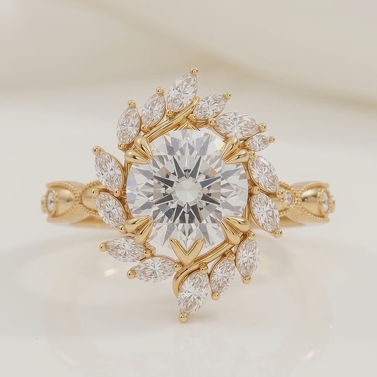 floral filigree lab grown diamond engagement ring