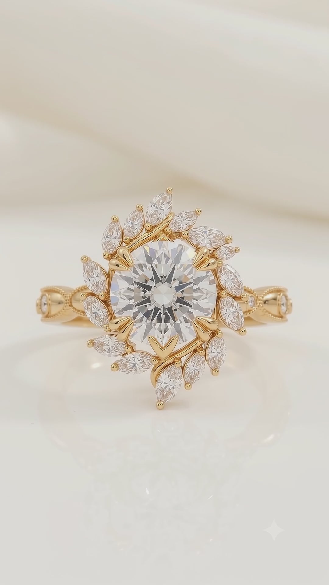 floral filigree lab grown diamond engagement ring