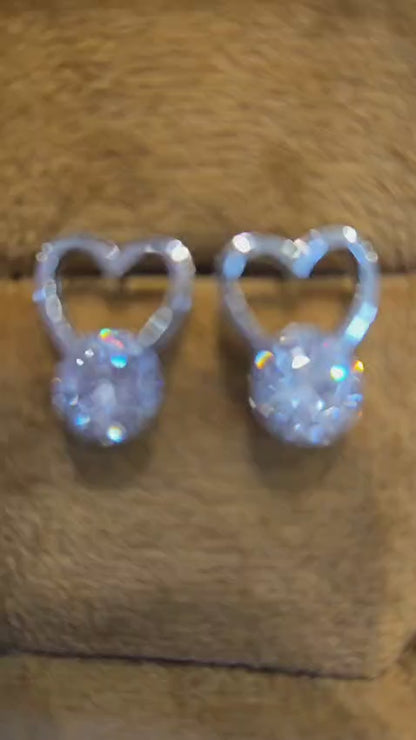 2.00ct Heart Lab Grown Diamond Stud Earrings, 14K Gold Diamond Earrings