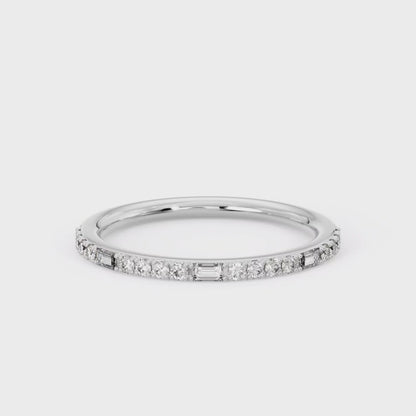 1/4 ct Baguette And Round Cut Colorless Lab Grown Diamond Wedding Band
