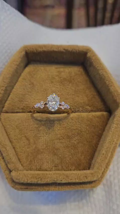 1.210 CT Oval Lab Grown Diamond Engagement Ring, 14K Gold Floral Ring
