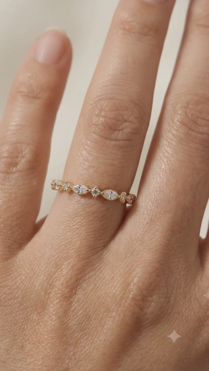 0.200 ct Marquise & Round Cut Lab Grown Diamond Eternity Band Ring