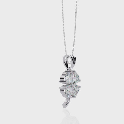 0.610ct Lab Grown Diamond Clover Four Leaf Pendant Necklace