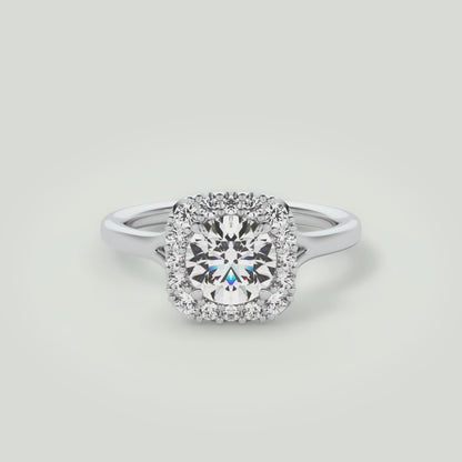 1.10 TCW Round Cut VVS1 Lab-Grown Halo Engagement Ring Solid 14K White Gold