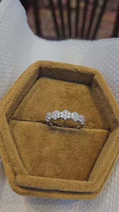 0.300ct Lab Grown Diamond Cluster Ring, 14K Gold Floral Diamond Band