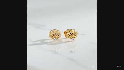 Lab-Grown Diamond Seashell Stud Earrings – Ocean Chic