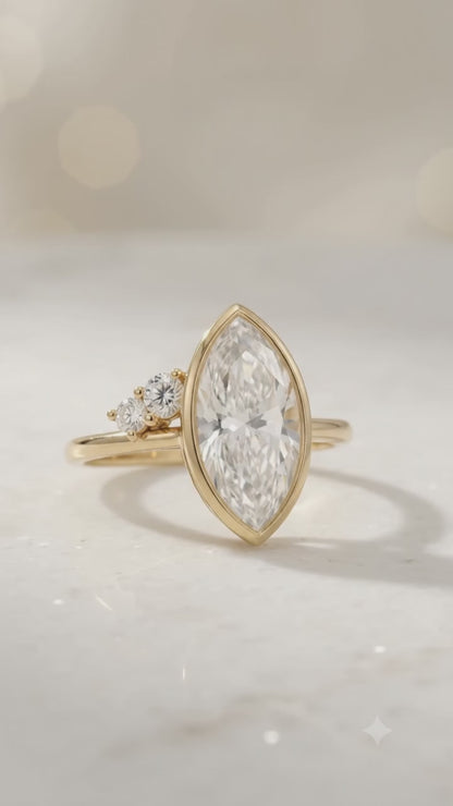 1.00 Ct Marquise Lab Grown Diamond Ring in 14K Gold | Amavida