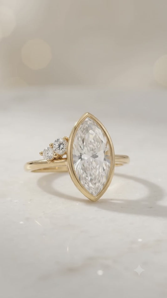 1.00 Ct Marquise Lab Grown Diamond Ring in 14K Gold | Amavida