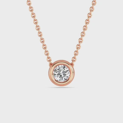 1.50ct Round Cut Classic Solitaire Lab Grown Diamond Pendant Bezel Set Necklace
