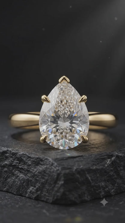 1.00CT Pear Cut Lab Grown Diamond Engagement Ring