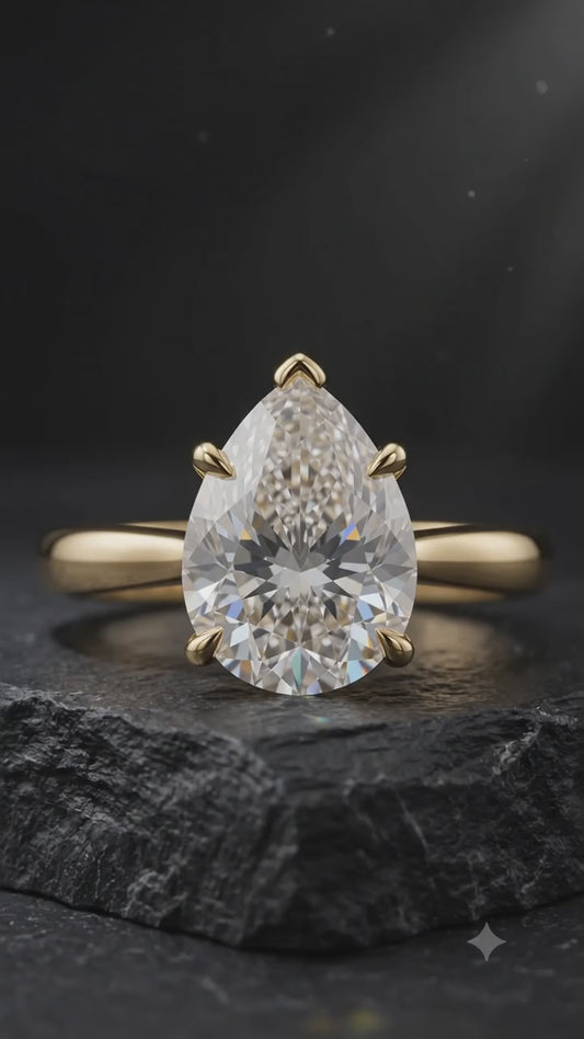 1.00CT Pear Cut Lab Grown Diamond Engagement Ring