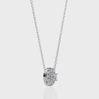 0.240ct Round Cut Lab Grown Diamond Halo Necklace