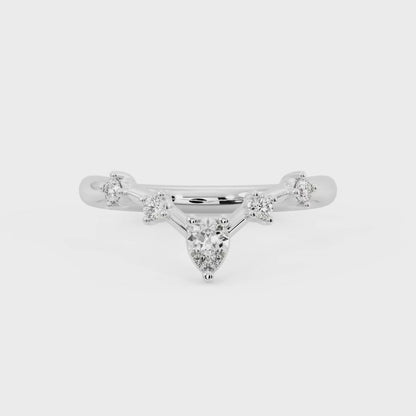 1/4Ct Pear shaped Lab Grown Diamond Stacking Curved wedding band