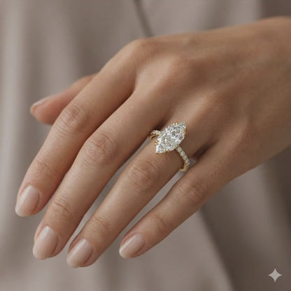 1.950ct Marquise Lab Grown Diamond Pave Band Engagement Ring