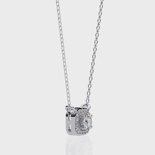 0.30CTRound Halo Lab Grown Diamond Pendant Necklace in Gold