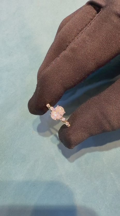 oval cut lab grown diamond engagement ring