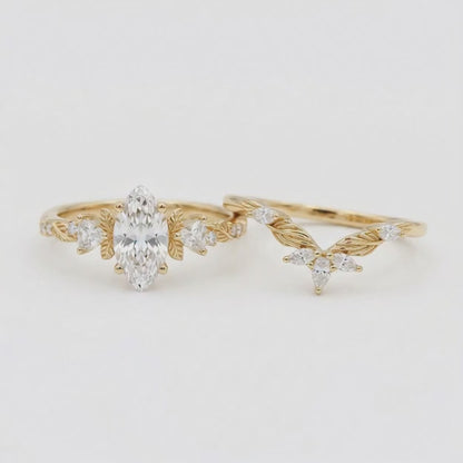 1.410CT Marquise Lab Grown Diamond Engagement Ring Set