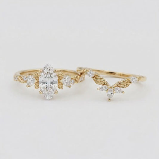 1.410CT Marquise Lab Grown Diamond Engagement Ring Set