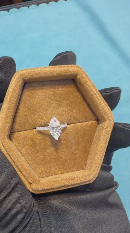 1.00ct Marquise Cut Lab Grown Diamond Unique Engagement Ring