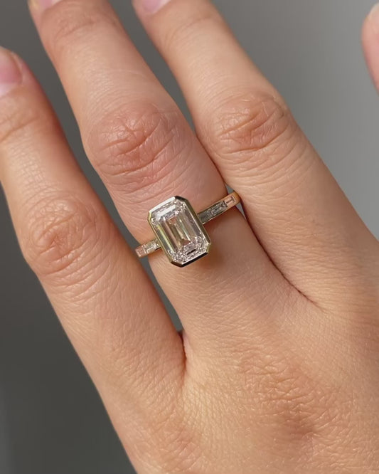 2.00ct Emerald cut Natural Diamond Solitaire Engagement Ring