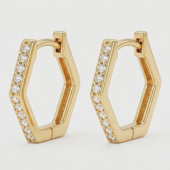 hexagon gold hoop earrings​

