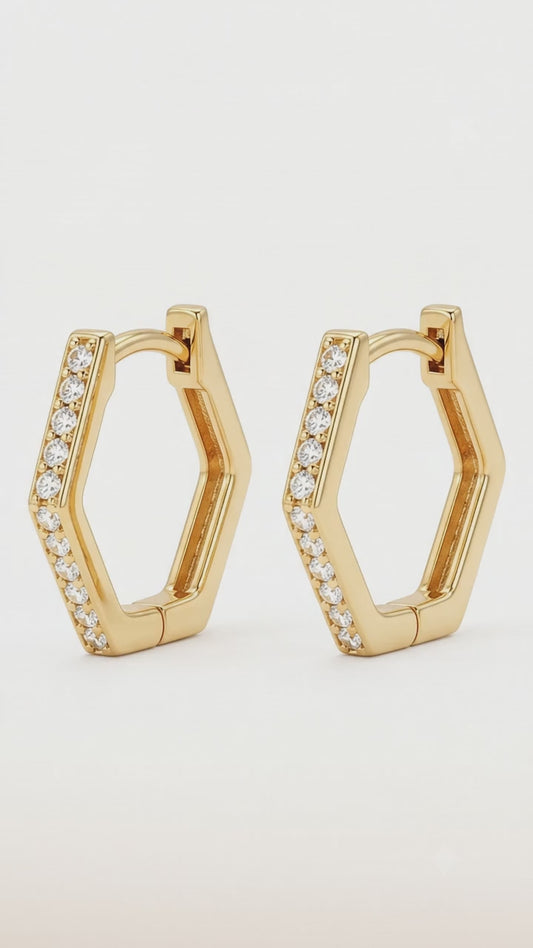 hexagon gold hoop earrings​

