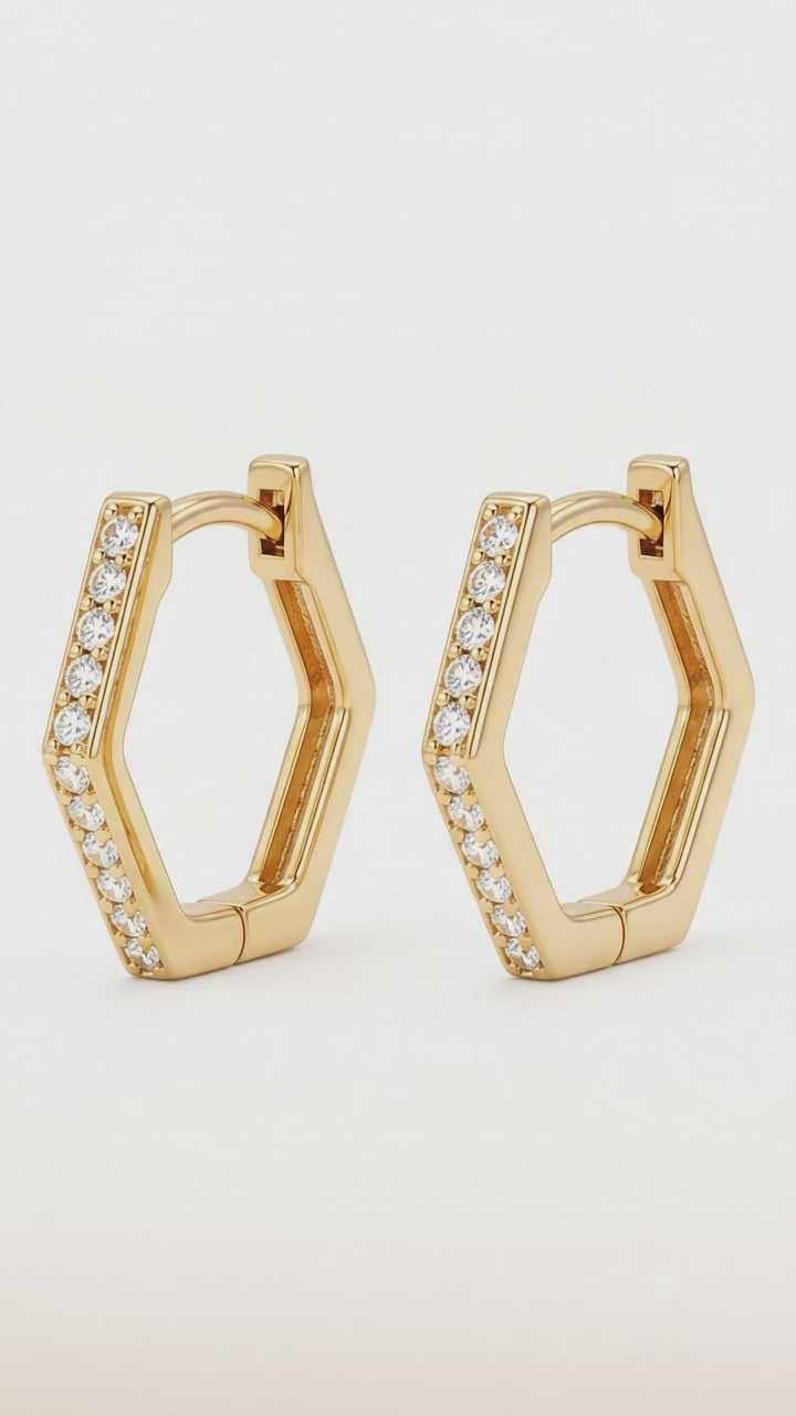 hexagon gold hoop earrings​

