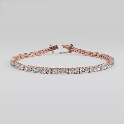 4.0 Carat Lab Grown Diamond Tennis Bracelet, 14K Gold, Stylish Jewelry for Women