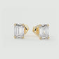 4 Carat Double Scoop Emerald Cut Moissanite Stud Earrings