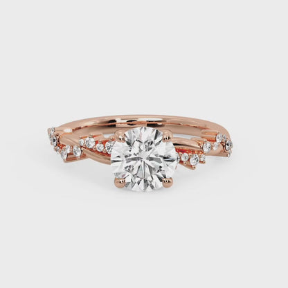 1.50CT Round Cut Lab Grown Diamond Solitaire Twig Engagement Ring