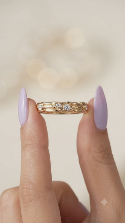 0.750 ct  Marquise Cut Lab Grown Diamond Unique Wedding Band