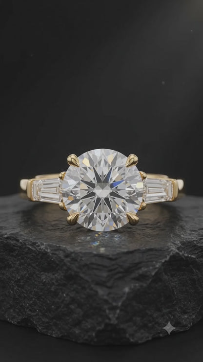 2.60 CT Round Cut Lab Grown Diamond Three Stone Engagement Ring