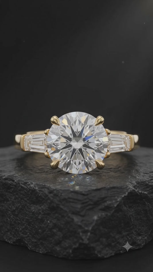 2.60 CT Round Cut Lab Grown Diamond Three Stone Engagement Ring