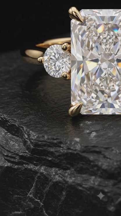 2.40 CT Radiant Lab Grown Diamond Three Stone Engagement Ring