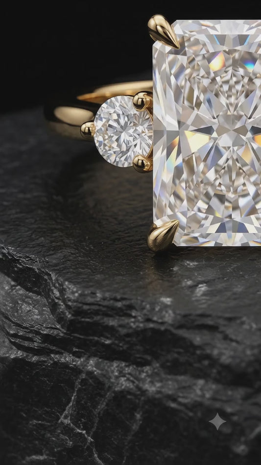 2.40 CT Radiant Lab Grown Diamond Three Stone Engagement Ring