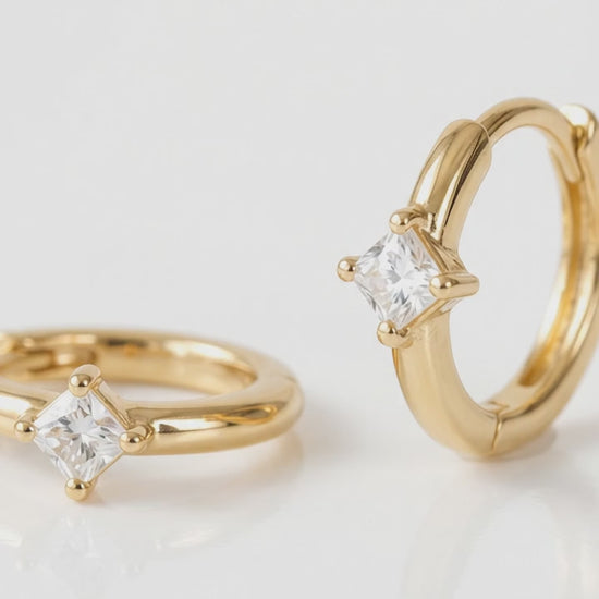 lab grown diamond huggie earrings