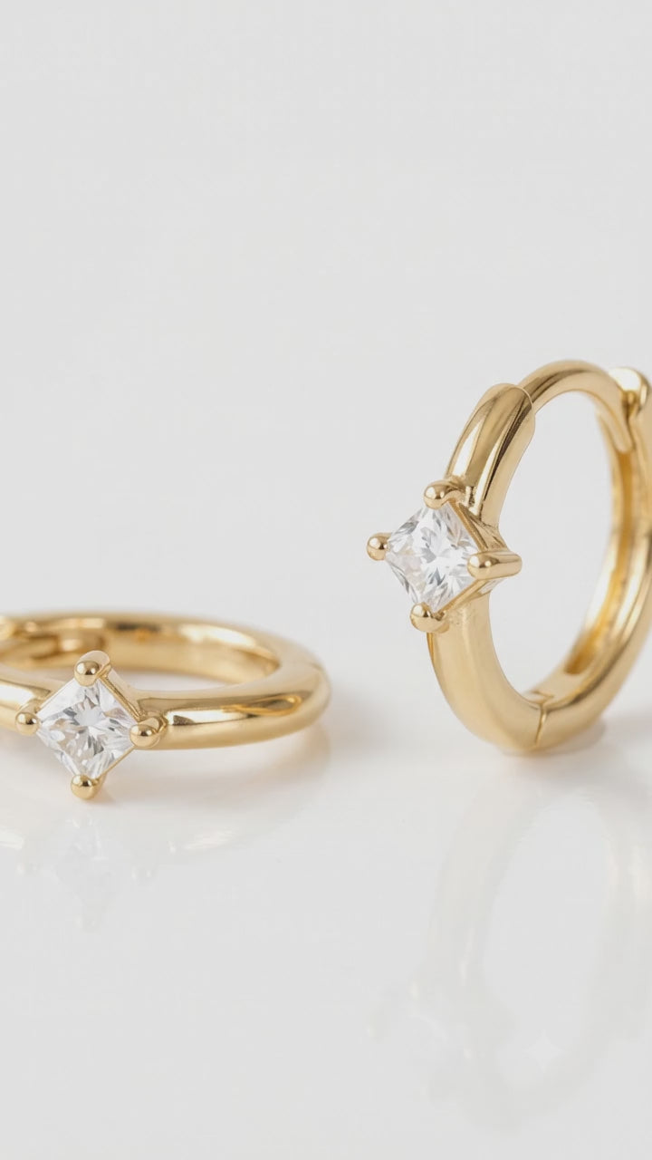 lab grown diamond huggie earrings