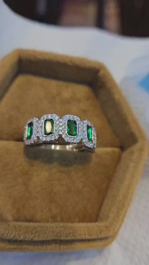 1.10ct Emerald Cut Green Lab Grown Diamond Ring