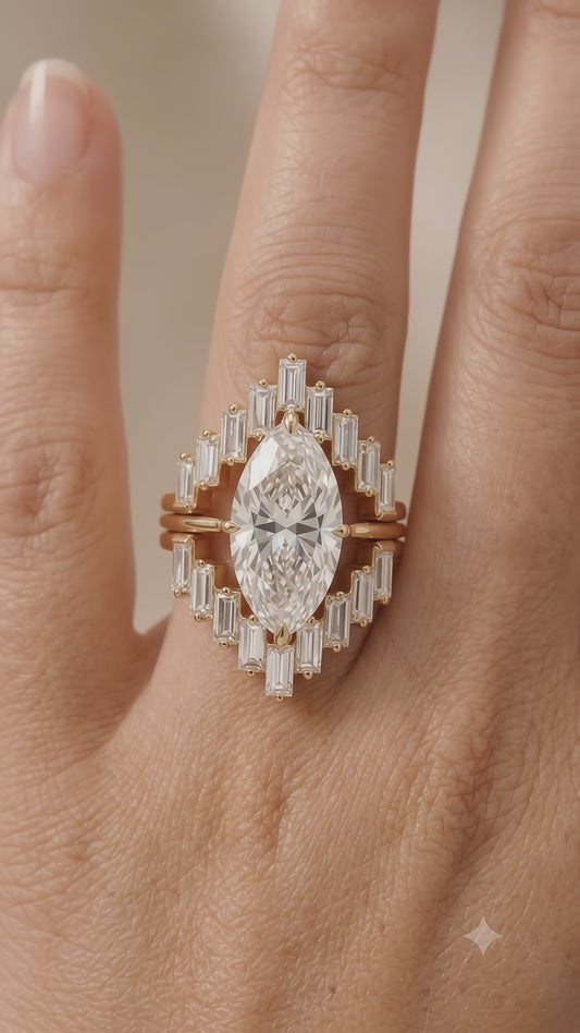marquise halo engagement ring gold