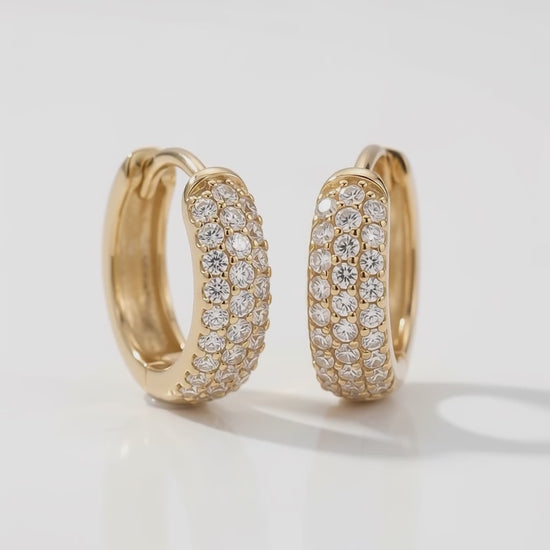 lab grown diamond pavé huggie earrings