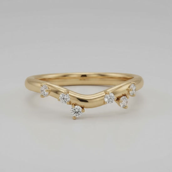 round lab grown diamond curved wedding band
